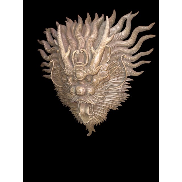 Unique with intricate detail Tibetan Dragon Mask. Made of a hard resin material. Built in hanging hardware on back with 3...