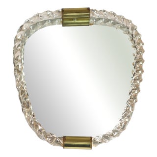 Art Deco Twister Pink Murano Glass Wall Mirror from Seguso, 1930s For Sale