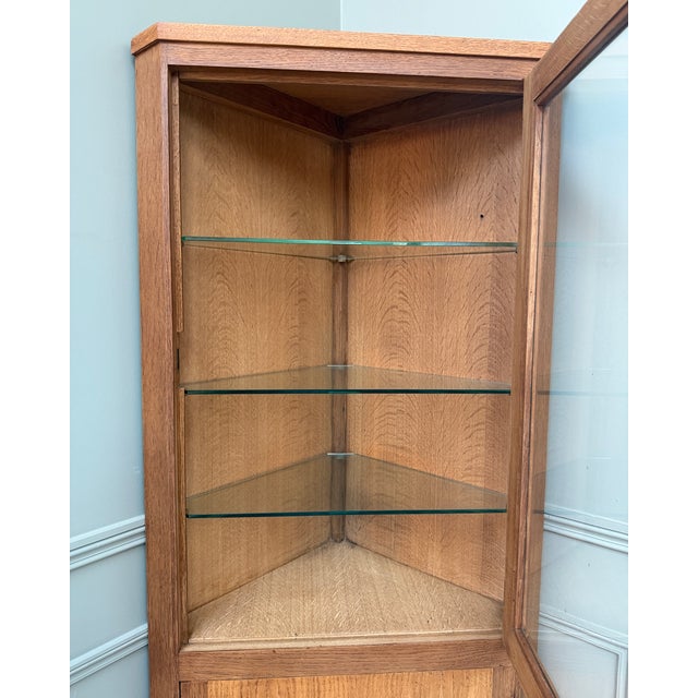 Vintage Oak Corner Cabinet with Glass Front, 1950s For Sale - Image 9 of 11