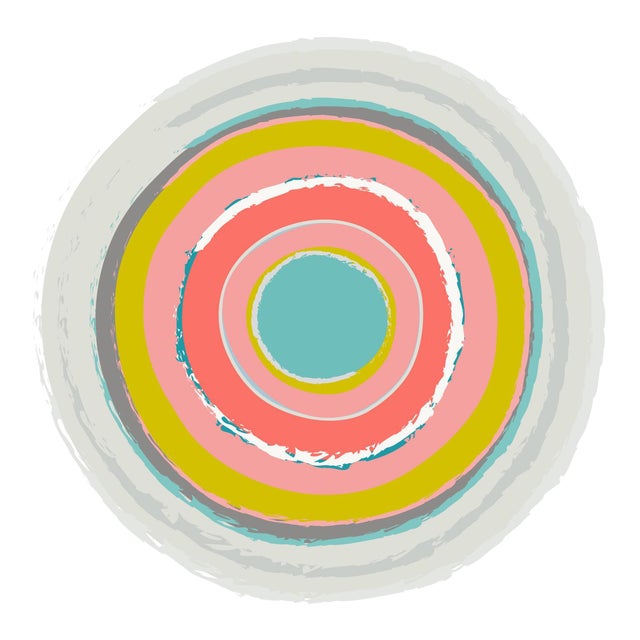 "Circles in Yellow and Pink" Contemporary Fine Art Print by Melinda Cox 20" X 20" For Sale