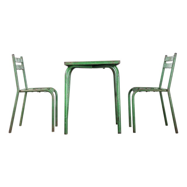 Vintage French Outdoor Table and Chairs, 1950s, Set of 2 For Sale