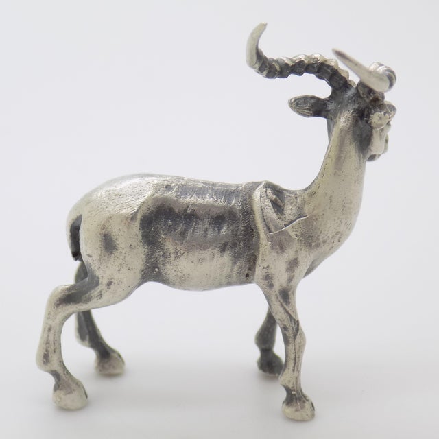 Vintage Italian Handmade Genuine Silver Ibex Animal Figurine Sculpture Miniature For Sale - Image 4 of 10