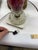 Vintage Cranberry Cut-to-Clear Glass Table Lamp on Marble Base For Sale - Image 9 of 10