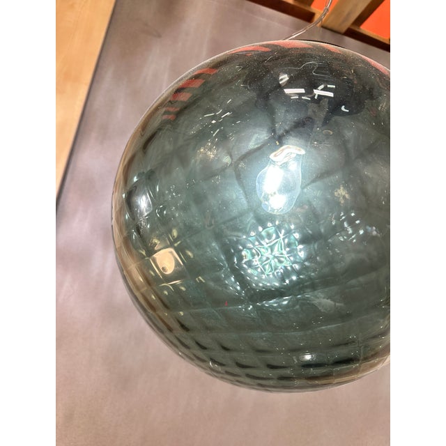 Italian Murano Style Glass Balloton Green Pendant Sphere For Sale - Image 9 of 10