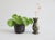 Ceramic set consisting of a green patterned vase and a pot from the same color family and groove structure. Beautiful...