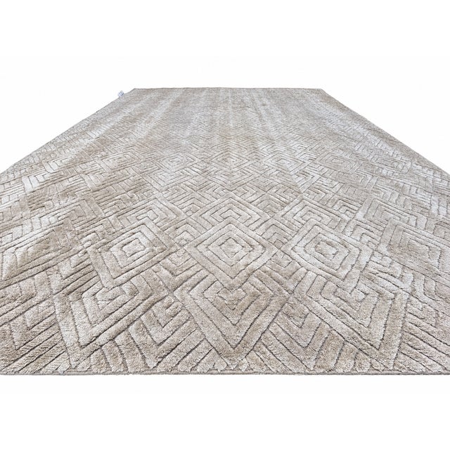 Rh Talsari Silk & Wool Rug – 12' × 15' Wheat | Hand-Knotted Silk & Wool | 100 Tibetan Knots Per Square Inch | Made in Nepal For Sale - Image 10 of 18