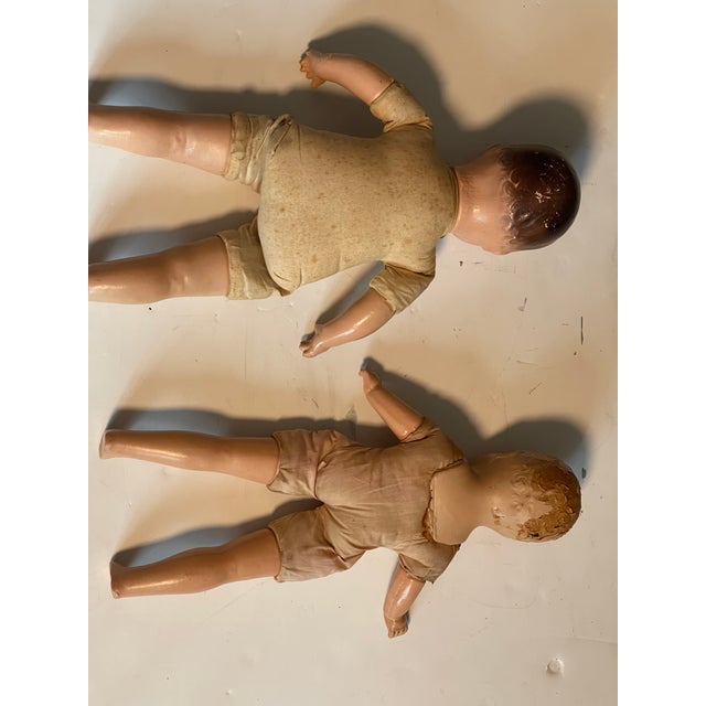 Shabby Chic Two Antique Dolls Toys Composite With Tag Body For Sale - Image 3 of 7