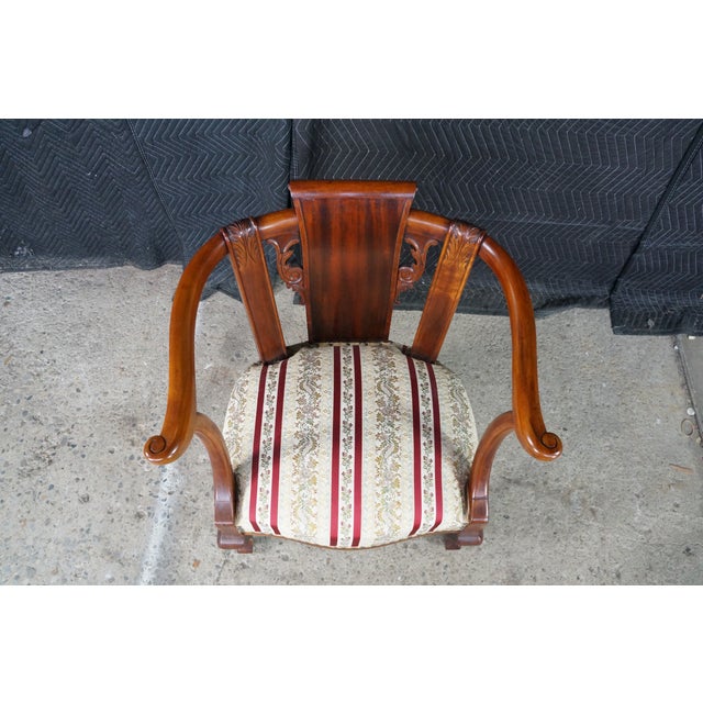 Antique 19th Century Mahogany Regency Empire Horseshoe Library Parlor Arm Chair For Sale - Image 18 of 18