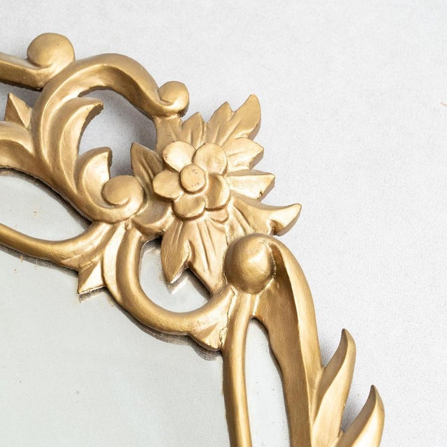 Glass 20th Century French Golden Cornucopia Mirror, 1960s For Sale - Image 7 of 9