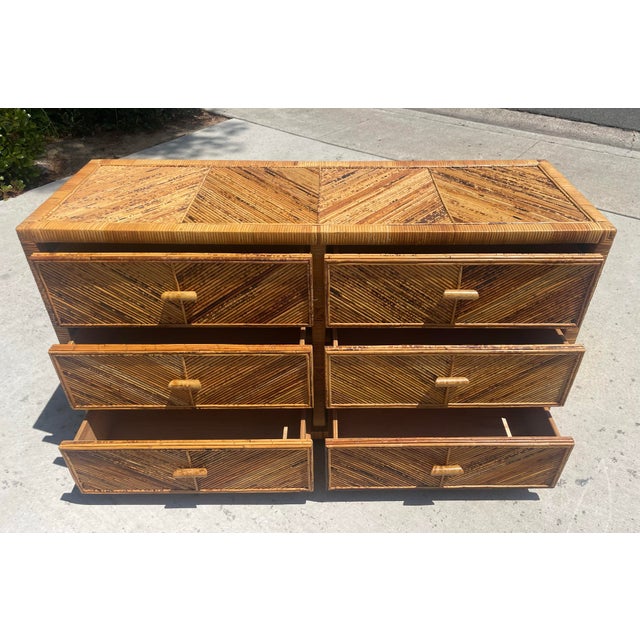 Tan Boho-Chic Pencil Reed Vintage Rattan Dresser, For Sale - Image 8 of 8