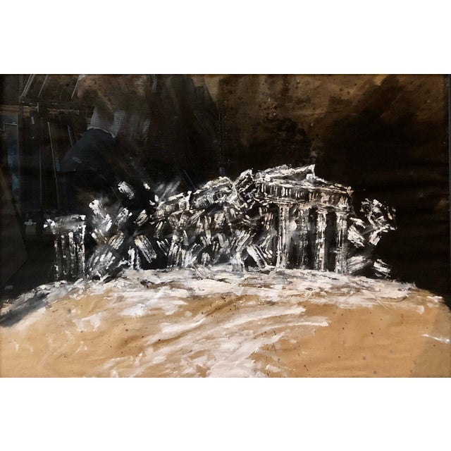 Les Ruines Des Plus Beaux Monuments De La Grece both 22 3/4" x 34" (sight) oil with arabesque artist identified on label...