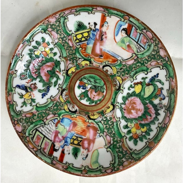 Ceramic Set of 3 Chinese Export Porcelain Famille Rose Medallion Small Plates/ Saucers For Sale - Image 7 of 8