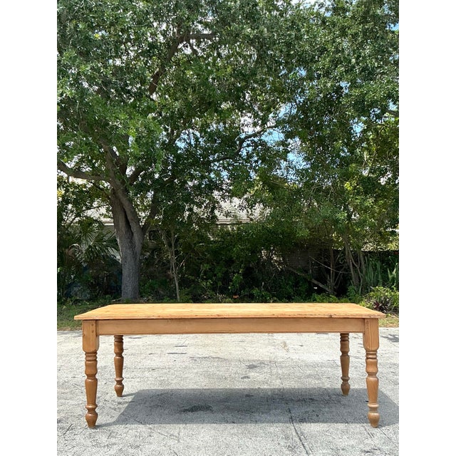 Camel Vintage Boho Distressed Farm Table For Sale - Image 8 of 12