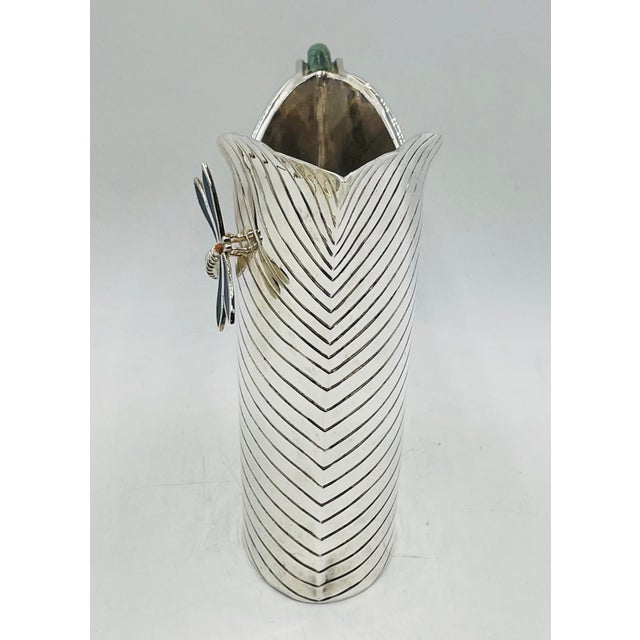 1980s Emilia Castillo Leaf-Form Silver Pitcher With Dragonfly Detail For Sale - Image 9 of 18