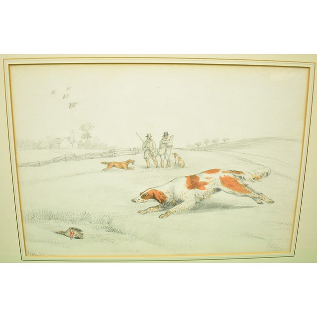 White Mid 19th Century "Two Huntsmen Quail Shooting in a Field" Drawing by Henry Alken For Sale - Image 8 of 11