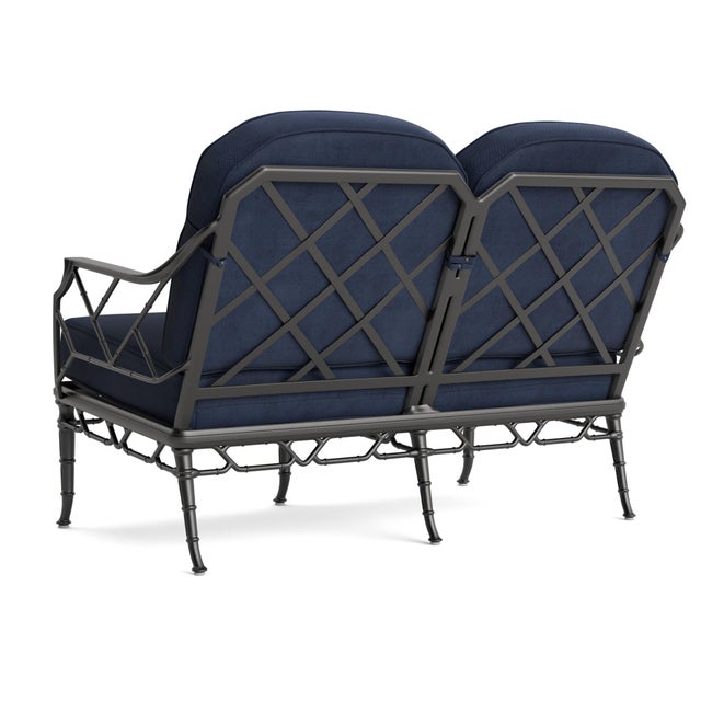 Not Yet Made - Made To Order Brown Jordan Calcutta Loveseat, Textured Pewter frame with Fusion Neptune fabric For Sale - Image 5 of 11