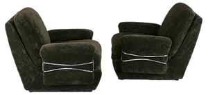 Set of Space Age Armchairs in Brown Velvet and Steel, France, 1970s