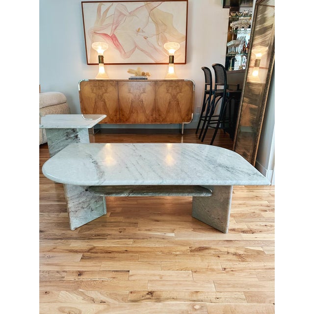 1980s Unique Shaped Marble Coffee Table | Chairish