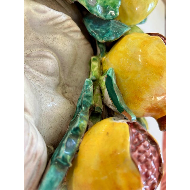 Mediterranean Italy Dottura Pottery Bacchus Mask Wall Plaque 14” X 14” For Sale - Image 3 of 4