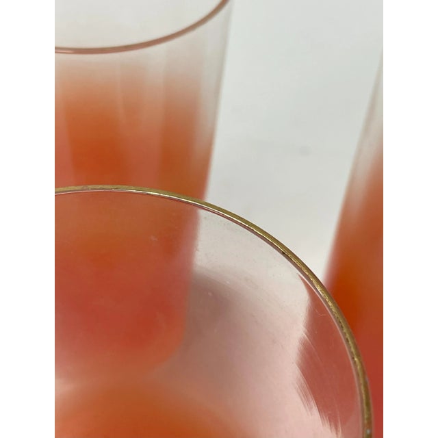 Blenko Set of 4 Mid-Century Bendo Faded Orange Tumblers For Sale - Image 4 of 6