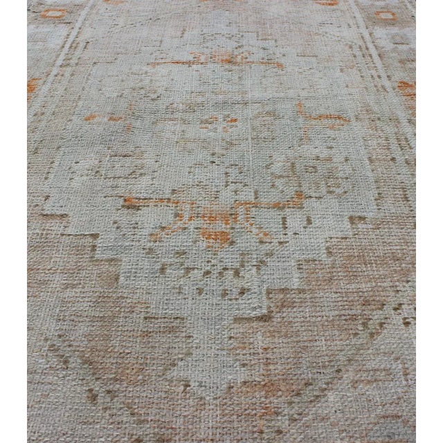 Vintage Turkish Oushak Carpet With Beautiful Floral Motifs in Tan, Camel, Orange For Sale - Image 4 of 8