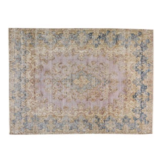 Vintage Persian Kerman Hand Knotted Organic Wool Fine Weave Rug,8'11"X10'10" For Sale