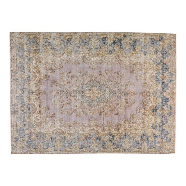 Vintage Persian Kerman Hand Knotted Organic Wool Fine Weave Rug,8'11"X10'10" For Sale