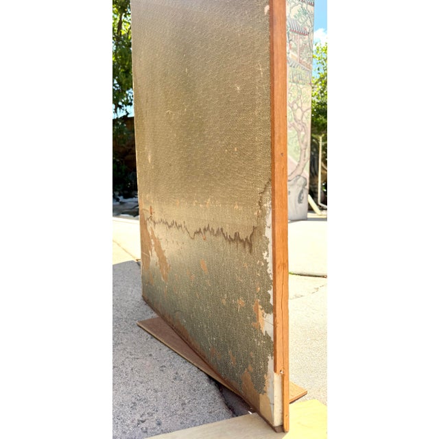 Grand-Scale Chinese Hand-Painted 6 Panel Folding Screen Room of Waterfront Village For Sale - Image 11 of 11