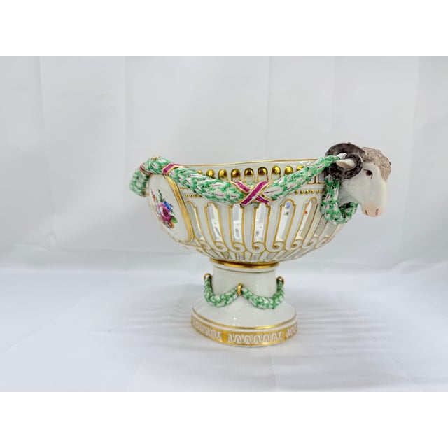 Late 19th Century 19th Century, Meissen Porcelain Ram's Head & Floral Centerpiece For Sale - Image 5 of 11