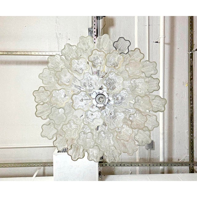 Metal Restored Mid Century Modern Venini Tronchi Glass Pendant Light For Sale - Image 7 of 9