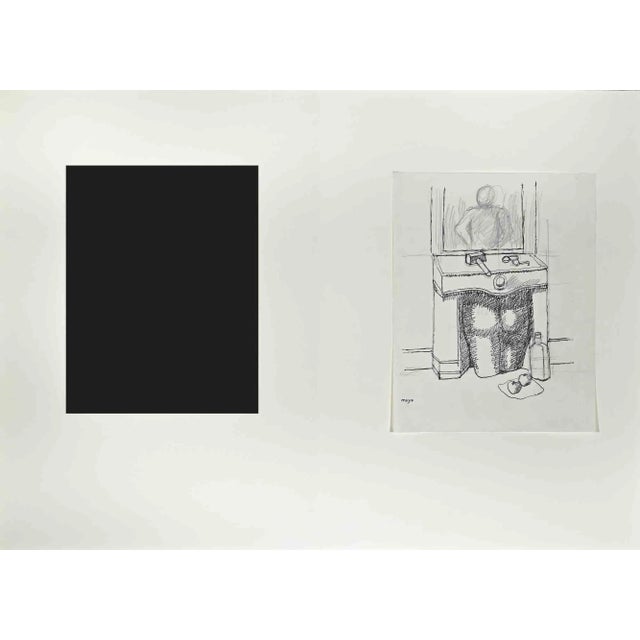 Antoine Mayo, Man at Work, Original Drawing, Late-20th-Century For Sale