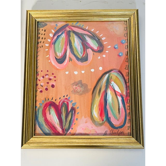 1970s Charming Pair of Colourful Abstract Mixed Media Paintings Framed For Sale In Miami - Image 6 of 8