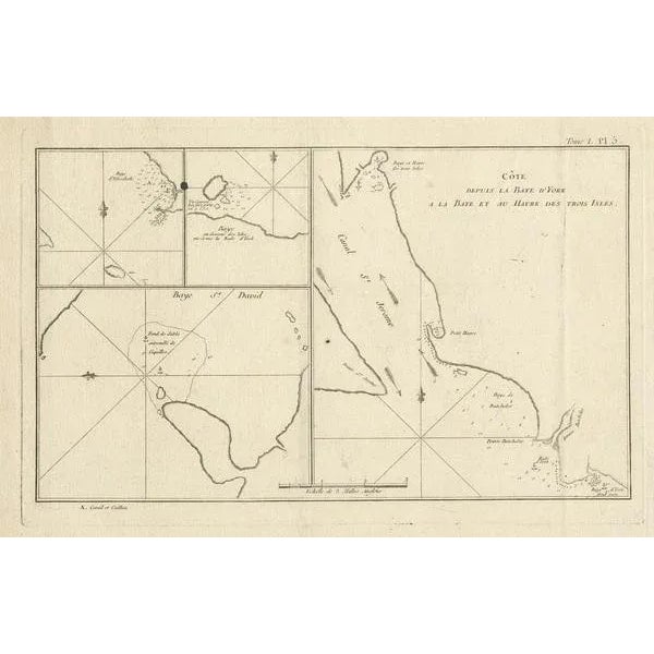 Antique Print with Charts of Yorks Bay and Surroundings, 1774 For Sale - Image 3 of 6