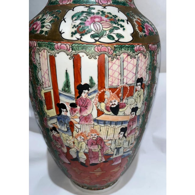 1990s Tall Decorative Ornate Ceramic Chinese Jar Vase For Sale - Image 9 of 13
