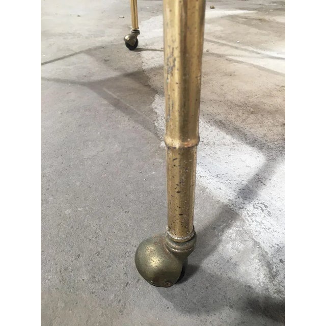 Mid-Century Modern French Gilt Metal & Faux Bamboo Bar Cart with Smoked Glasses by Maison Baguès, 1960s For Sale - Image 10 of 11