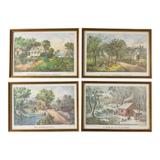 Vintage Currier & Ives American Homestead Prints - Set of 4 For Sale