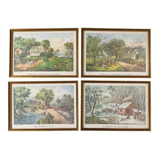 Vintage Currier & Ives American Homestead Prints - Set of 4 For Sale