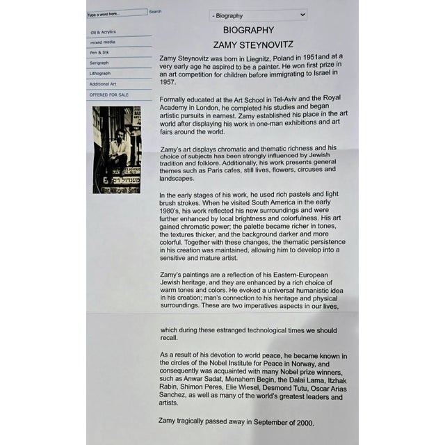 Wood Zamy Steynovitz Hand-Embellished Expressionist Print, Framed and W/CoA For Sale - Image 7 of 7