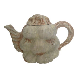 Vintage Ceramic Garlic Bulb Face Tea Pot W/Lid Kitsch Farmhouse Eclectic Fun For Sale