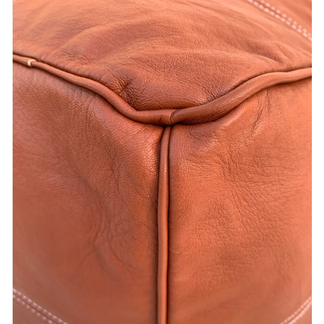 Early 21st Century Contemporary Brown Chocolate Embroidered Moroccan Pouf Cover For Sale - Image 5 of 10