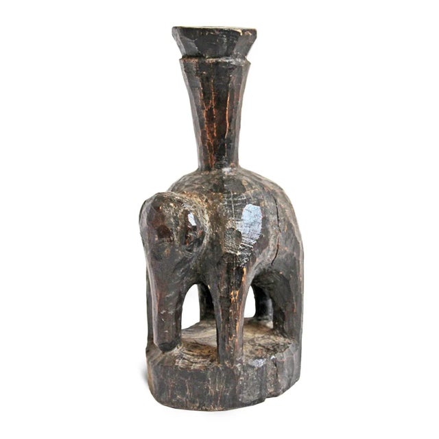 Boho Chic Mid 20th Century Antique Nepal Wood Elephant For Sale - Image 3 of 4