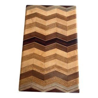 Exotic Wood Chevron Cutting Board by David Levy For Sale