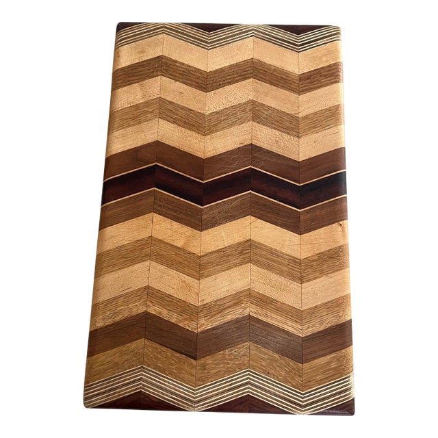Exotic Wood Chevron Cutting Board by David Levy For Sale