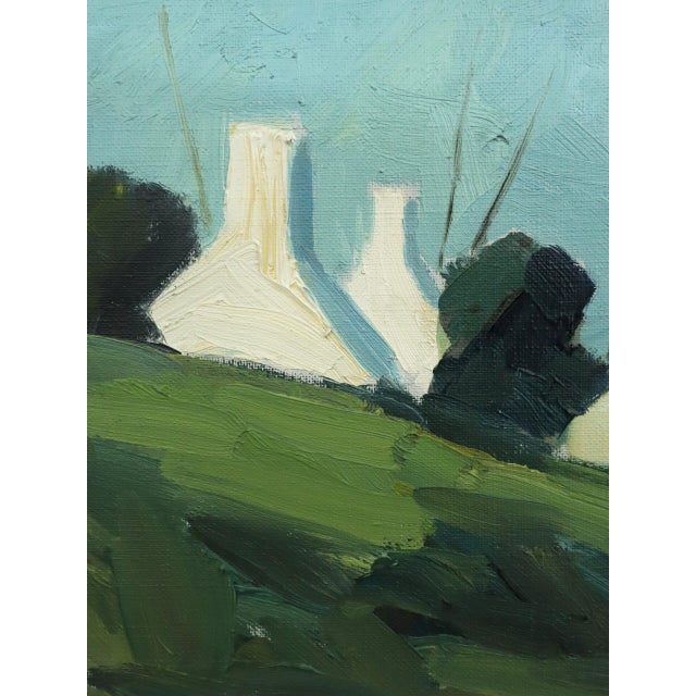 Mid-Century Modern 'Red Cabin by the Shore' Swedish Landscape Oil Painting, Framed For Sale - Image 9 of 13