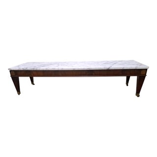 Vintage Hollywood Regency Marble Top Wooden Base Coffee Table For Sale