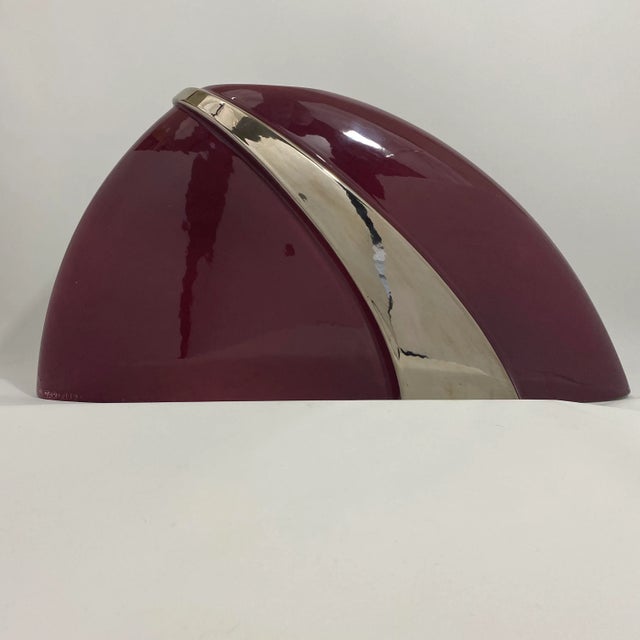 Metal 1983 Deco Jaru Mauve and Chrome Ceramic Vase For Sale - Image 7 of 13