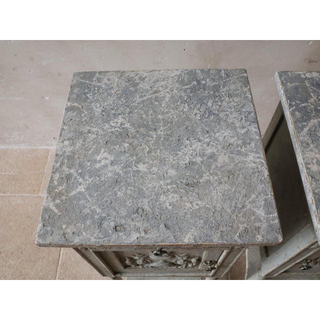Antique French Bedside Tables with Grey Patina, 1890s, Set of 2 For Sale - Image 9 of 12