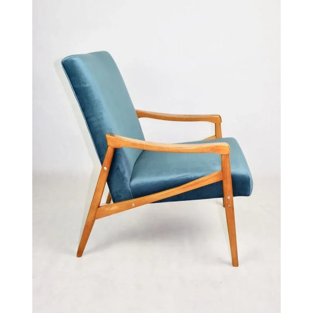 Blue Czech Model Armchair in Ocean Blue attributed to Jiri Jiroutek, 1970s For Sale - Image 8 of 13