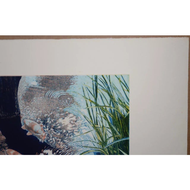 Impressionist Vintage Koi Pond "Second June" Etching W/ Aquatint by Thadd Evans C.1986 For Sale - Image 3 of 11