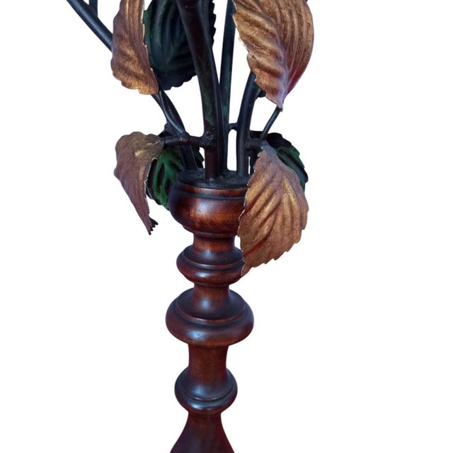 Wood Vintage Floor Lamp with Murano Glass Roses, Italy, 1960s For Sale - Image 7 of 18